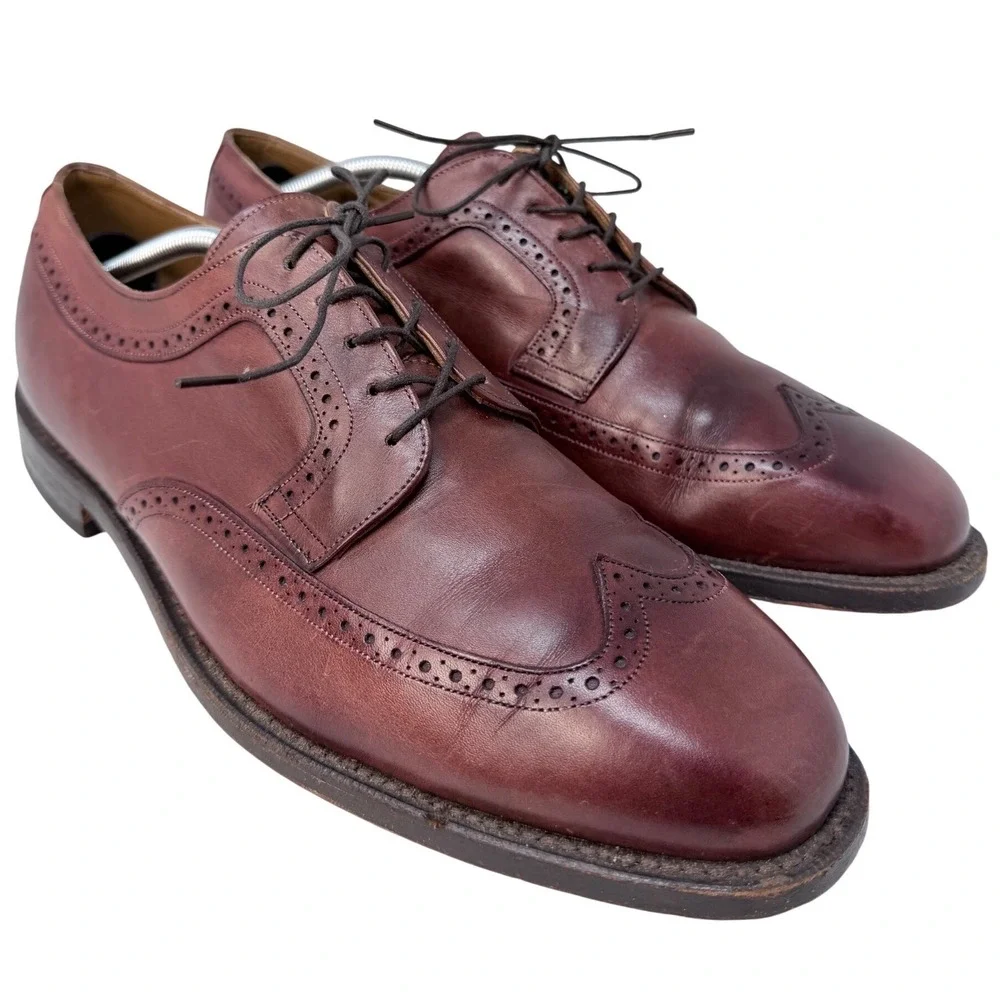 Johnston & Murphy Aristocraft Mens 12 D Burgundy Leather Wingtip Oxford 15-1036